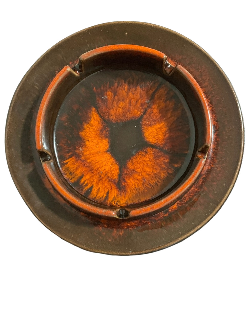 Vintage Canadiana Pottery Orange Glaze Dish